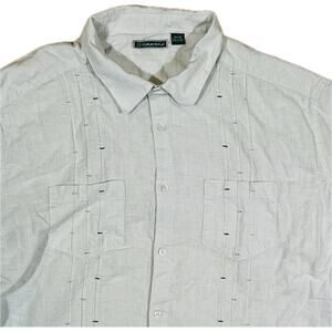 Cubavera Men’s 3XL Short-Sleeve Shirt Double Breast Pockets Green w/Embroidery